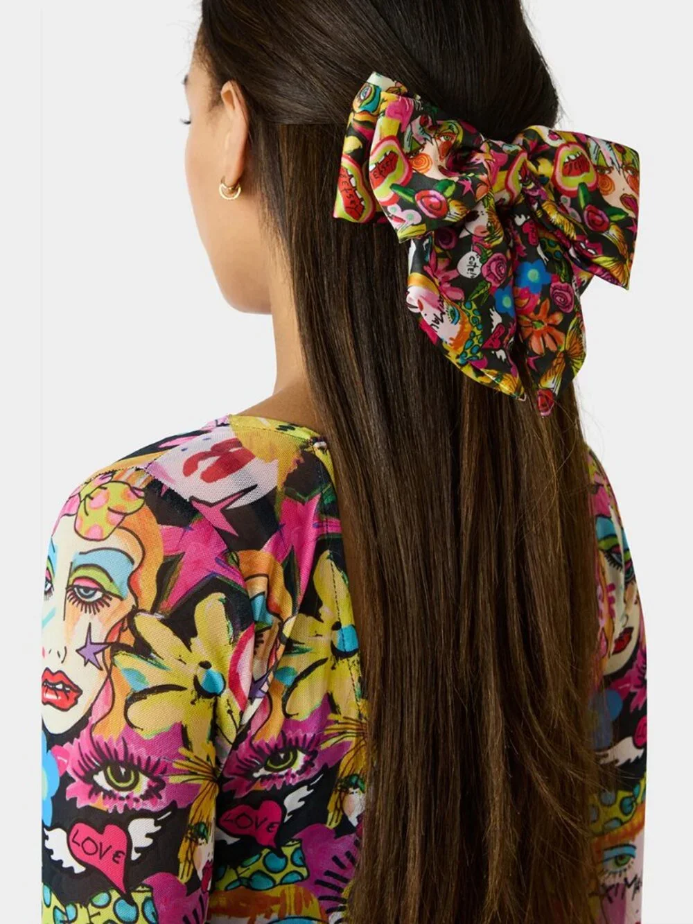 Betsey Johnson Oversized Bow Clip Black Multi NWT